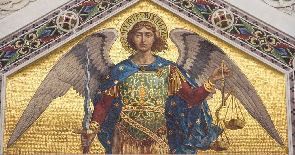 Mosaic of Saint Michael on the facade of  Serbian Orthodox Church in Trieste