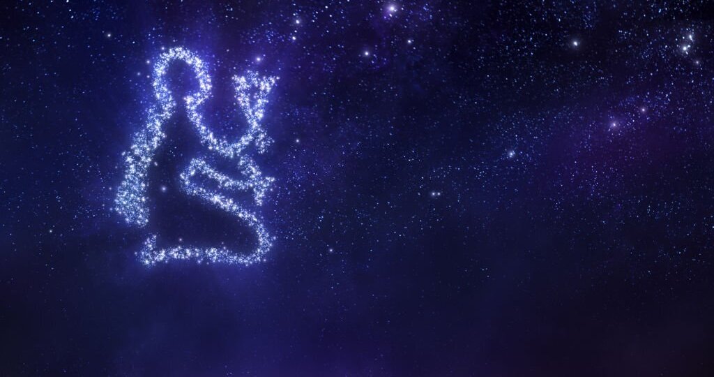 Virgo zodiac sign on space background