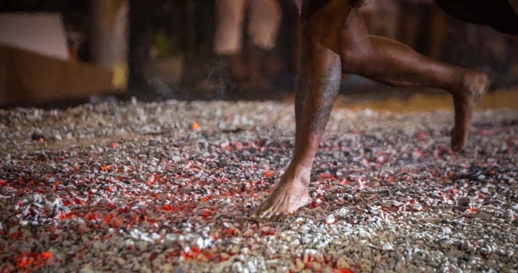 Traditional fire walking on the festival 