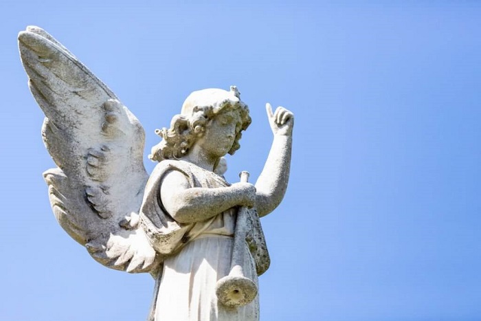 Angel, old statue of angle with trumpet