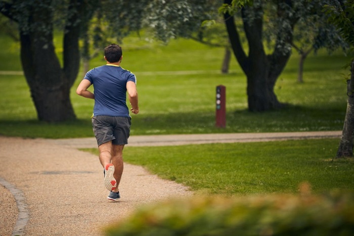 Rearview shot of Jace running