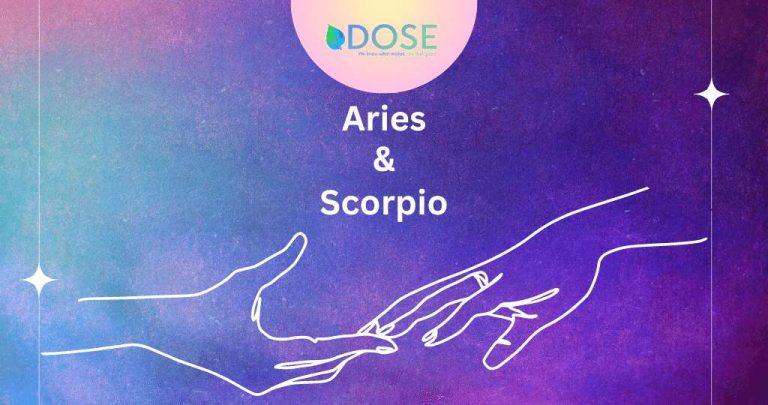 Two intertwined constellations representing Aries and Scorpio